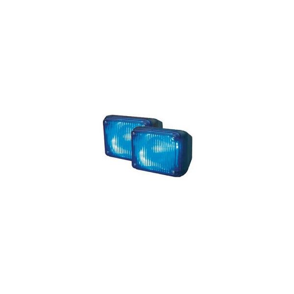 Kit de 2 pilotos rectangulares azules con lanzadestellos. 35W