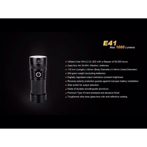 Linterna Policia 1000 Lumenes 4 Modos E41FENIX