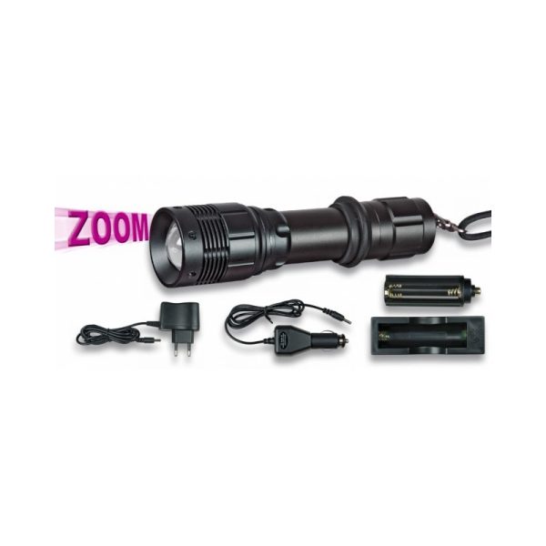 linterna recargable funciones. con zoom.