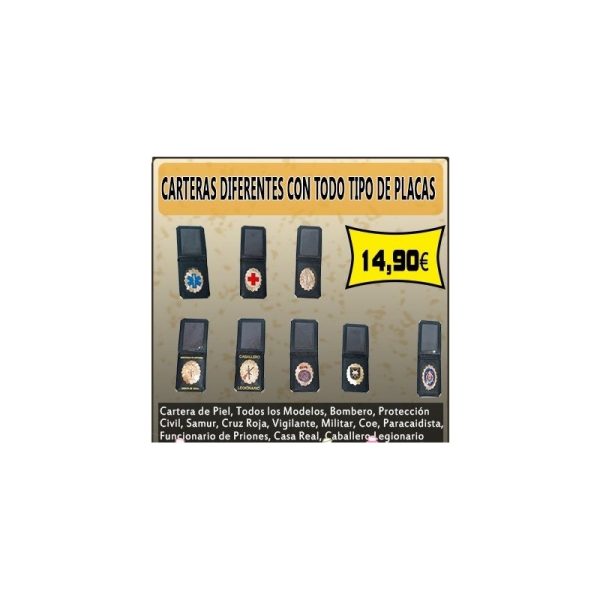 Cartera Bombero, Protección Civil, Samur, Cruz Roja, Vigilante, Militar, Coe, Paracaidista, Funcionario de Priones, Casa Real,