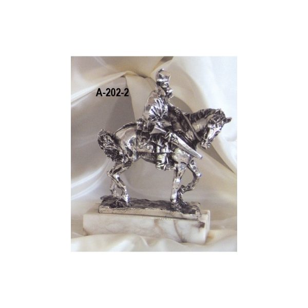 Figura caballo miniatura baño plata 22x16 cm.