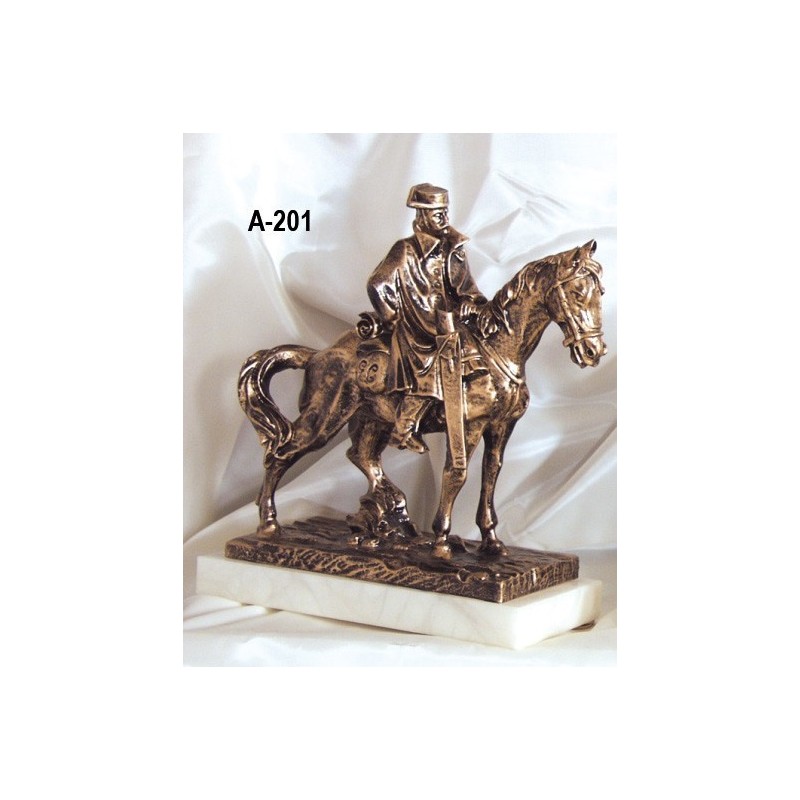 Figura caballo cuello recto color bronce 32x27 cm.