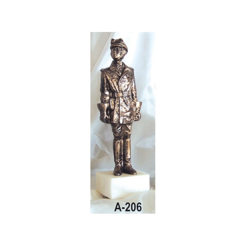 Figura Guardia trafico antiguo color bronce 34x10 cm.