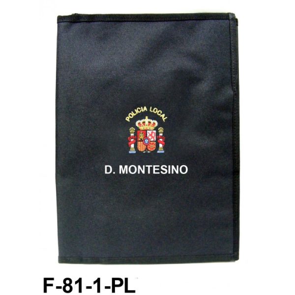 Carpeta nylon portaboletines bordada folio con serigrafia personalizada sin pinza