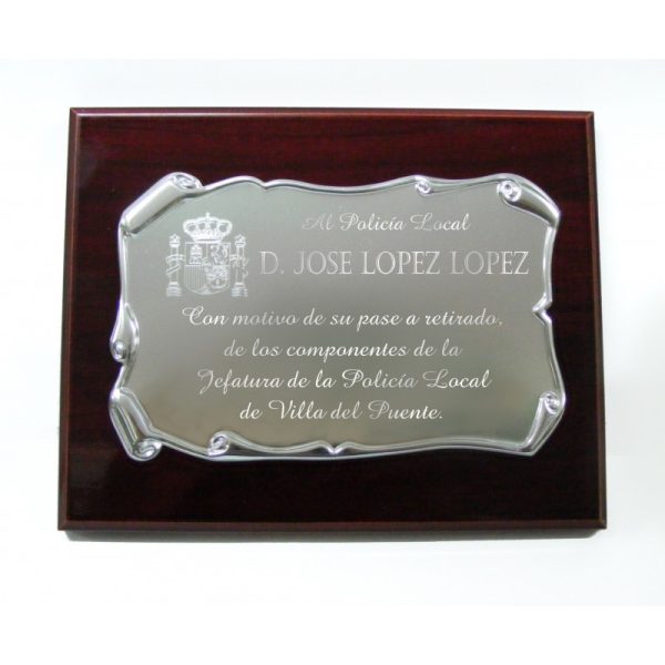 Placa madera 24x18cm. Cuerpo Policia (GRABACION NO INCLUIDA)