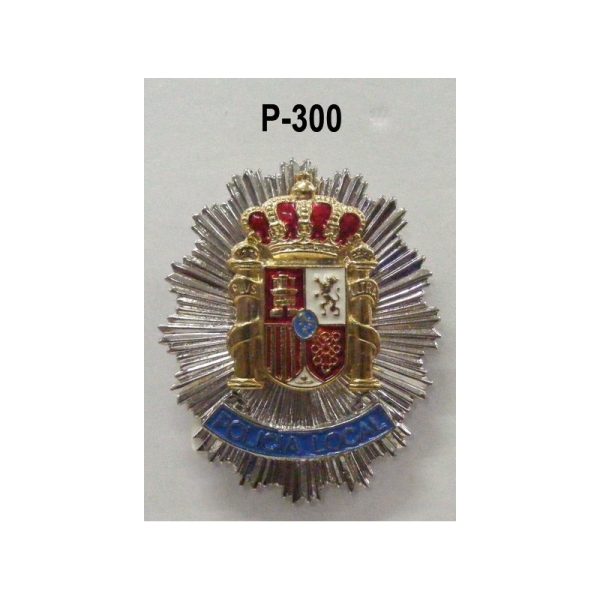 Placa metálica pecho Policía Local PLATEADA Escudo Constitucional