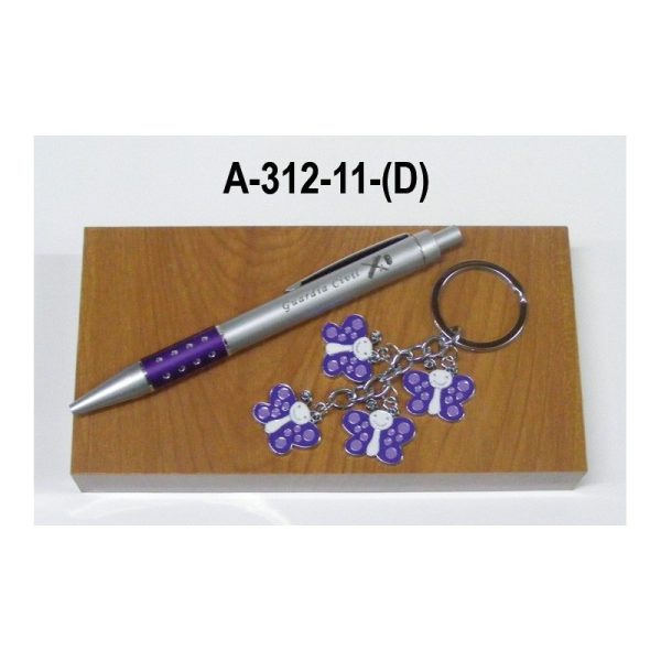 Estuche boligrafo + llavero señora MARIPOSAS