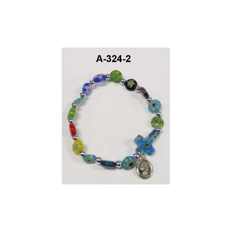 Pulsera cristales colores Emblema/Virgen