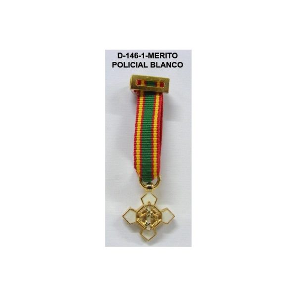 Medalla Tela miniatura MERITO POLICIAL DISTINTIVO BLANCO