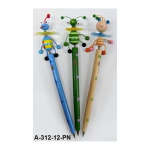 Boligrafo madera muñequitos varios modelos