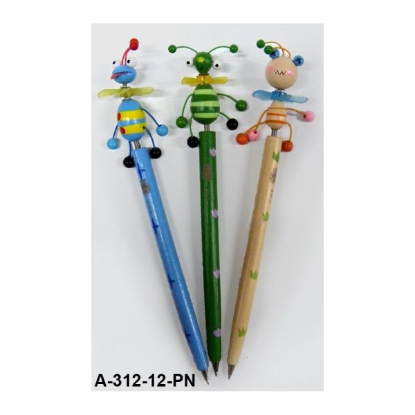 Boligrafo madera muñequitos varios modelos