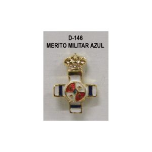 Medalla miniatura tipo pin CRUZ MERITO MILITAR AZUL