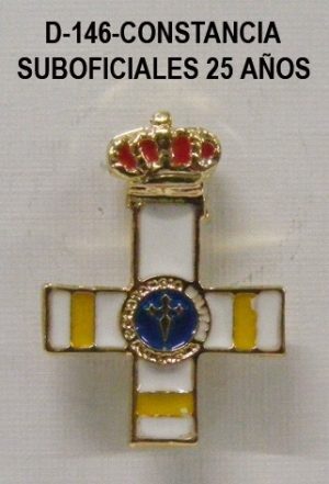 Medalla miniatura tipo pin CONSTANCIA SUBOFICIALES 25 AÑOS