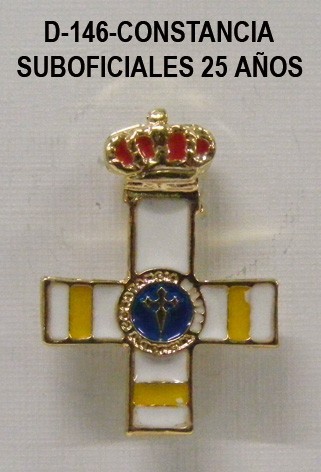Medalla miniatura tipo pin CONSTANCIA SUBOFICIALES 25 AÑOS