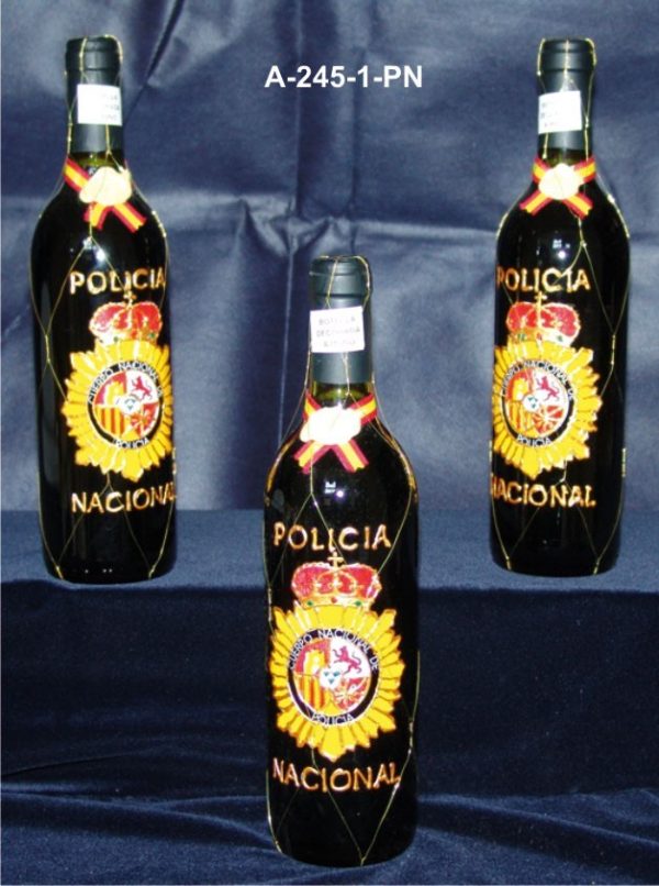 BOTELLA VINO CON EMBLEMA CUERPO NACIONAL DE POLICÍA
