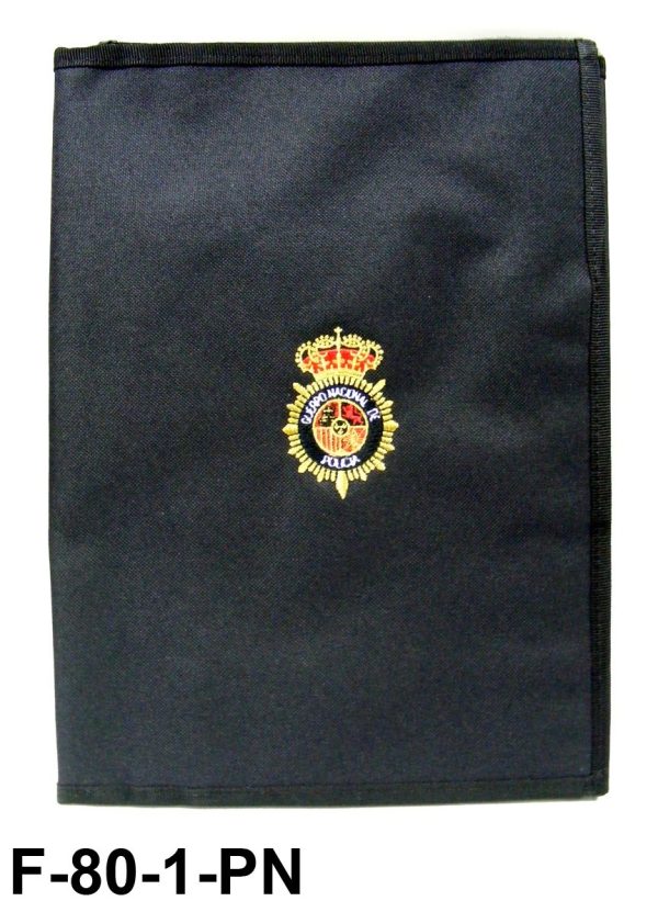 Carpeta nylon portaboletines bordada folio sin pinza emblema Cuerpo Policia