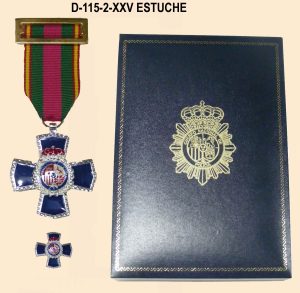 Medalla XXV Años Dedicacion Policial + Medalla tipo pin con Estuche Polipiel