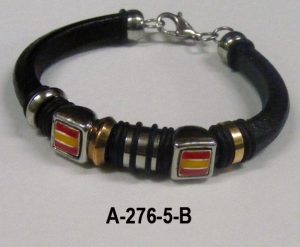 Pulsera cuero caballero 2 banderas