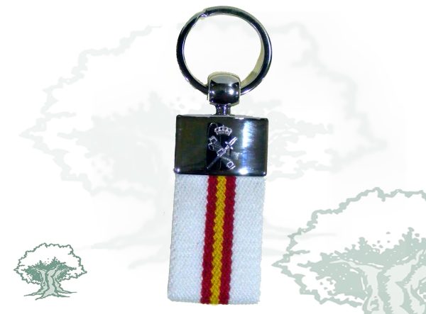 Llavero cinta España y Metal (Blanco) Guardia Civil
