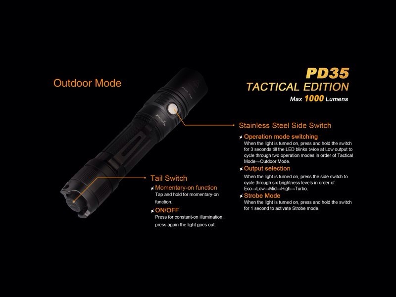 Linterna Led Fénix Pd35 1000 Lumens Y 6 Modos