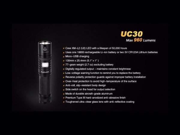 Linterna Recargable 960 lúmenes fénix UC30