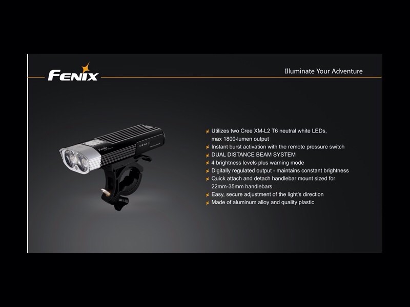 Foco Bici 1800 Lumens, 5 Modos Y Flash fénix bc30