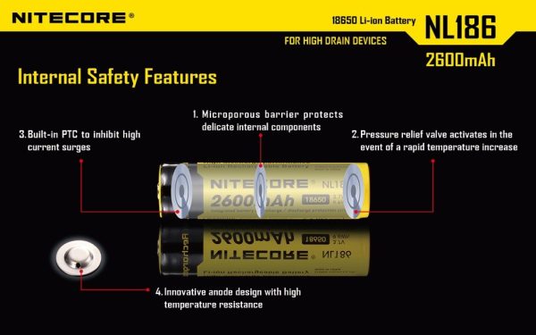 Batería Li-ion 18650 2600mAh Nitecore