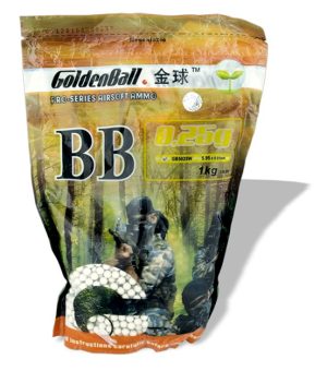 Bolas de plástico PVC para armas airsoft Golden Ball 6 mm 0.25 gr en bolsa con cierre hermético,1 Kg de bolas