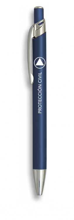 Bolígrafo protección civil metálico azul