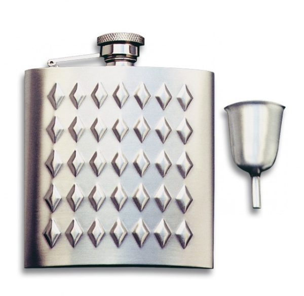 Petaca inox STARWINGS. con embudo. 6 oz