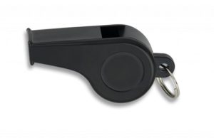 Silbato plástico NEGRO, con anilla. 5 cm