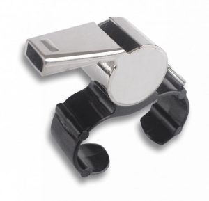 Silbato metalico con subjeccion dedos.