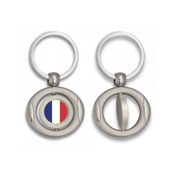 Llavero oval giratorio con chapa