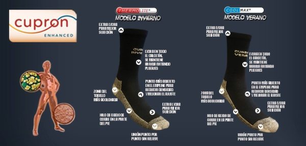 CALCETINES TÉCNICOS ANTI BACTERIAS HILO DE OXIDO DE COBRE