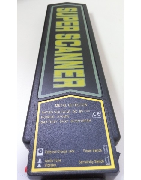 DETECTOR DE METALES MANUAL + BATERÍA REC. + CARGADOR + FUNDA