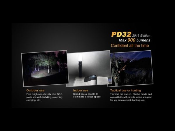 Linterna Led, 5 Modos, Sos Y Estrobo, 900 Lumen, Fénix PD32, Uso Policial