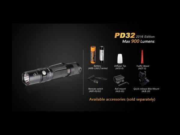 Linterna Led, 5 Modos, Sos Y Estrobo, 900 Lumen, Fénix PD32, Uso Policial