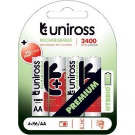 Pilas Recargables Aa Uniross 2400 Mah Nimh ( 4 Unidades)