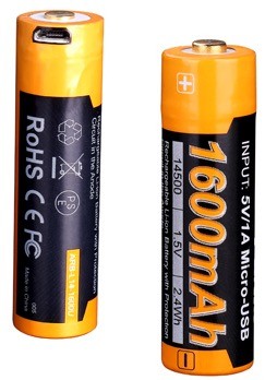 Batería recargable por micro USB 14500 de 1600 mAh