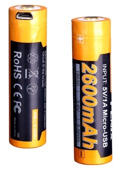 Pila Batería recargable por micro USB 18650 de 2600 mAh