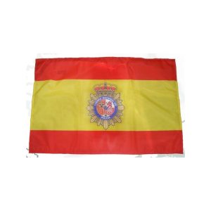 Bandera de España con embema Policia Nacional