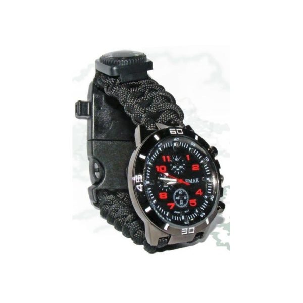 RELOJ TÁCTICO PARACORD NEGRO