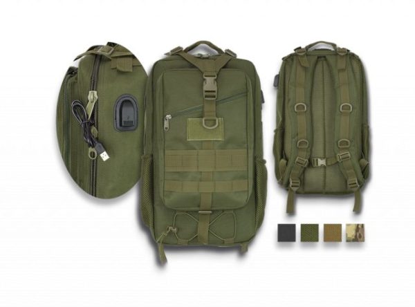 Mochila tactica Verde conector usb