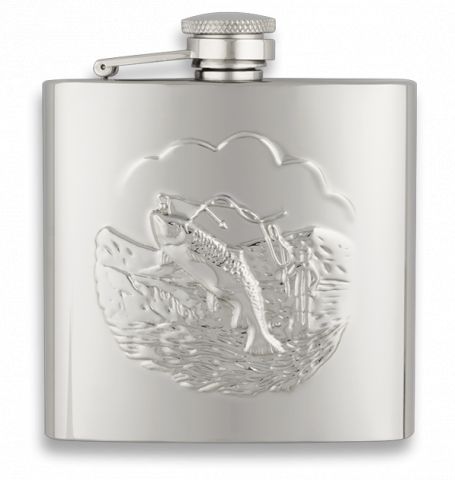 Petaca acero. Relieve PESCADOR.C:6 OZ Petaca acero. Relieve PESCADOR.C:6 OZ