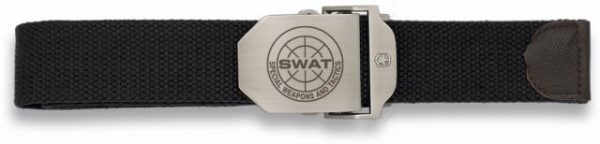Cinturon negro hebilla metalica SWAT