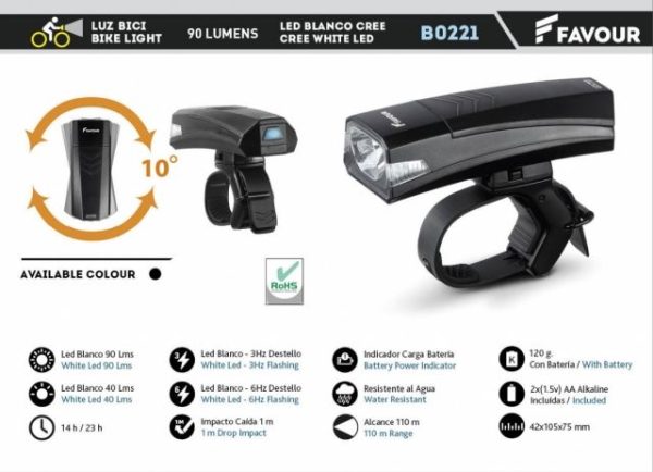 Linterna BICI - 90lm - 2AA baterias