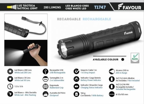 Linterna RECARG. 280LM. WATER.